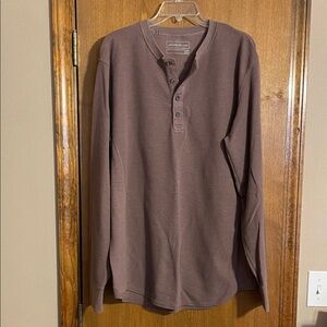 Eddie Bauer Men's Long Sleeve Henley - Dark Brown